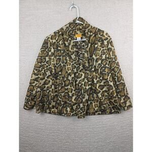 Ruby Rd. Petite Leopard Print Metallic Cardigan Size PL